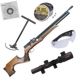 Reximex Lyra RG 5.5 mm PCP Air Rifle with Regulator Set: Pump, Scope, Safety Glasses, Pellets, Shooting Targets