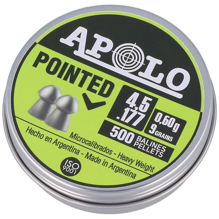 Apolo Pointed AirGun Pellets .177 / 4.5 mm, 500 pcs 0.60g/9.0gr (19101)