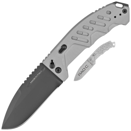 Extrema Ratio RAO C Tactical Grey Aluminum Knife, Black MIL-C N690 (04.1000.0176/BLK/GRY)