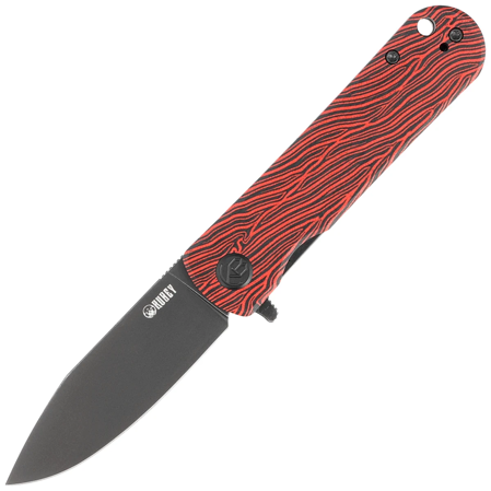 Kubey Knife NEO Red / Black Damascus G10, Black Stonewashed AUS-10 by Keanu Alfaro (KU371F)