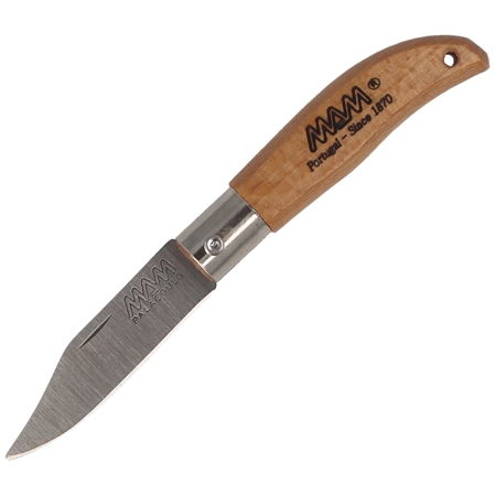 MAM Iberica Mini Pocket Knife with Leather Etui, Light Beech Wood 45mm (2001-LW)