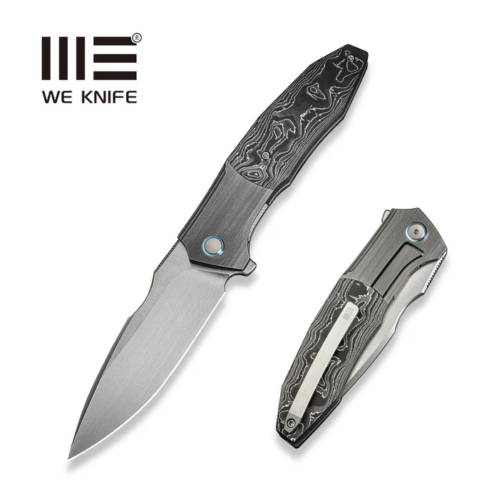 WE Knife Archeozoic Gray Titanium/Aluminum Foil Carbon Fiber, Hand Rubbed Satin M390 (WE23091-2)