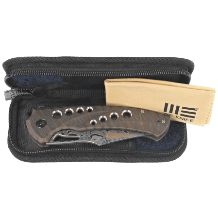 Nóż składany WeKnife Swiftfin Tiger Stripe Titanium, Damasteel Thor (WE23051-DS1)