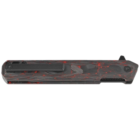 Tekto F2 Bravo Knife Black/Red Forged Ember Carbon, Black HW/Clip, Black D2