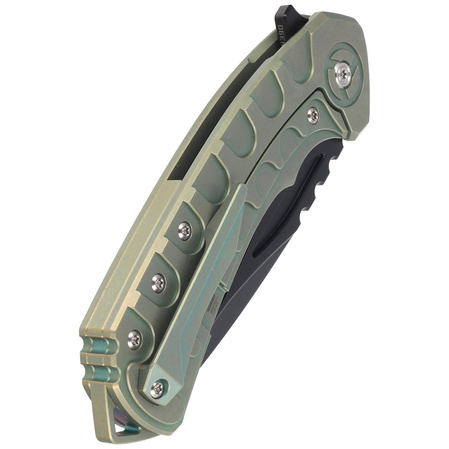 Nóż składany Bestech Buwaya Retro Green Titanium, Black Stonewashed M390 by Kombou (BT2203D)