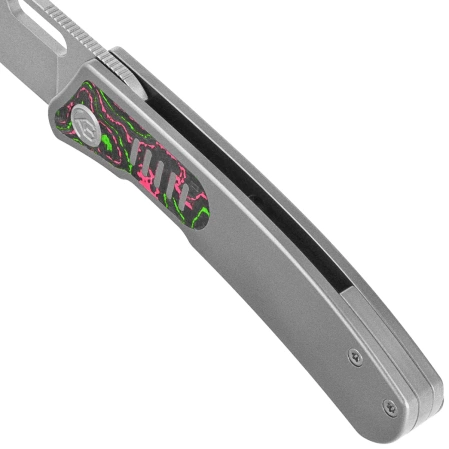 Kubey KB Knives Common Thread Gray Titanium/Watermelon Sugar Camocarbon, Stonewashed M390 by Justin Lundquist (KB377B)