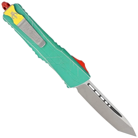 Microtech Combat Troodon T/E Bounty Hunter Signature OTF Knife Distressed Green Aluminum, Apocalyptic M390 by Tony Marfione (144-10BH)