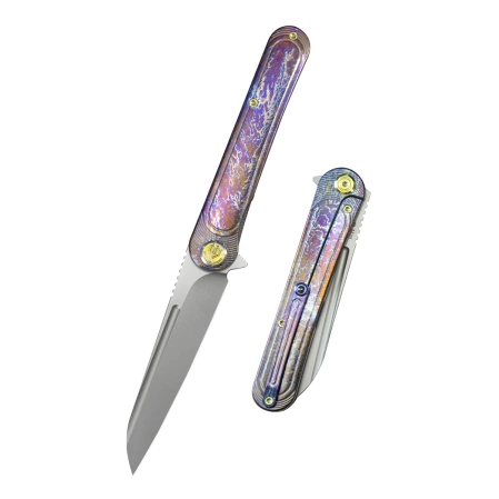 Nóż składany Kubey Dandy Flame Titanium, Sandblasted CPM S90V by Maksym Tkachuk (KB247H)