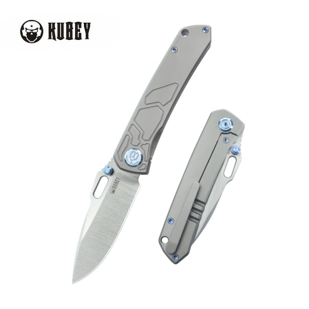 Kubey Blackout Knife Grey Titanium, Satin M390 by Dmitry Osarenko (KB259A)