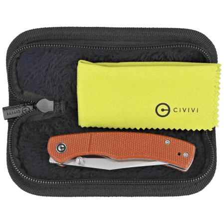 Civivi Clingman Knife Brown Canvas Micarta, Satin Nitro-V by Taylor Martin Best Damn EDC (C23065-3)