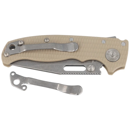 Nóż składany Demko AD20.5 Clip Point Coyote Tan G10, Stonewashed CPM 3V by Andrew Demko (205-3V-CTCP)