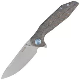 Kubey Nova FL KB235G Knife Flamed Titanium, Bead Blasted 14C28N