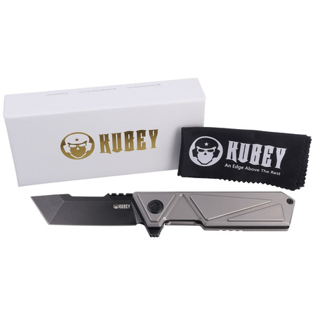 Kubey Knife Avenger Frame Lock Gray Titanium, Dark Stonewashed 14C28N (KB209B)