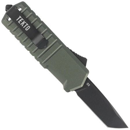 Tekto A2 Badger Mini T/E OTF Knife OD Green Aluminum, Black D2