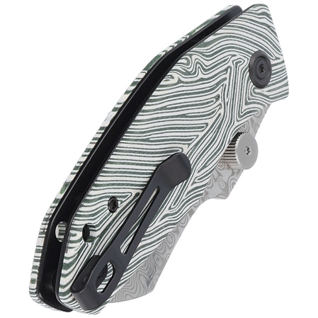 Nóż składany Kubey Knife Monsterdog White/Green G10, Damascus by Dmitry Osarenko (KU337E)