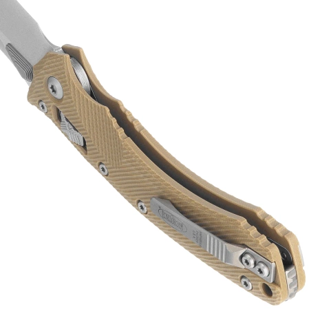 Microtech Amphibian Ram-Lok S/E Knife Tan Fluted G10, Stonewashed M390MK by Tony Marfione (137RL-10FLGTTA)