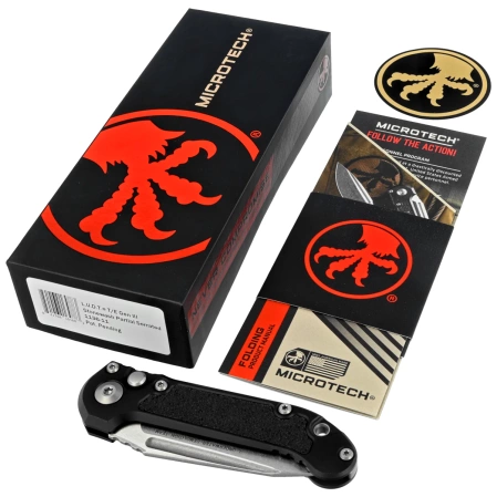 Nóż automatyczny Microtech LUDT Gen III T/E Black Aluminium, Stonewashed P/S M390MK by Tony Marfione (1136-11)