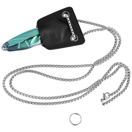 RikeKnife Mini Hummingbird Green Titanium, Rose Damascus by Richard Wu (RK-MINI-G)