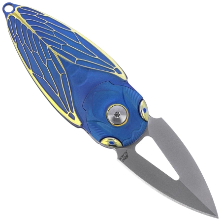 Rike Knife RK Cicada-BG Knife Blue / Gold Titanium, Bead Blasted M390