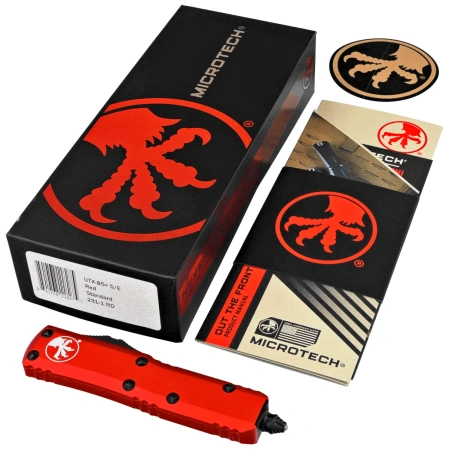 Nóż automatyczny OTF Microtech UTX-85 S/E Red Aluminium, Black M390 by Tony Marfione (231-1RD)