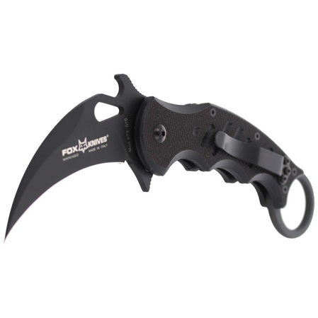 Fox Karambit Knife w/ Emerson Wave Black G10, Black Idroglider N690Co (479)