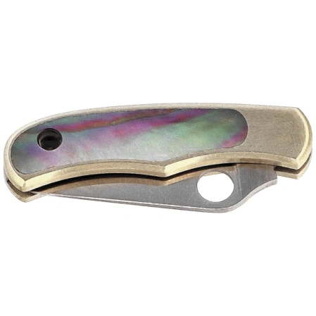 Spyderco Bug Knife Nickel Silver/Abalone, Satin 12C27 (C133AP)