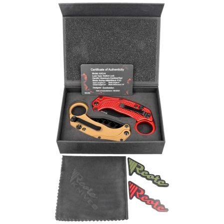 Nóż grawitacyjny Reate EXO-K Gravity Karambit Red Aluminium, Black PVD N690