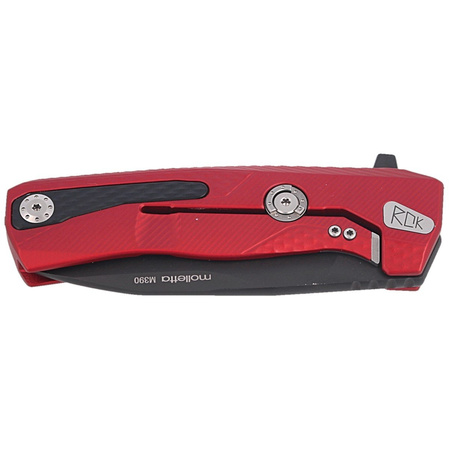 LionSteel ROK Knife Red Aluminum, Black M390 by Molletta (ROK A RB)