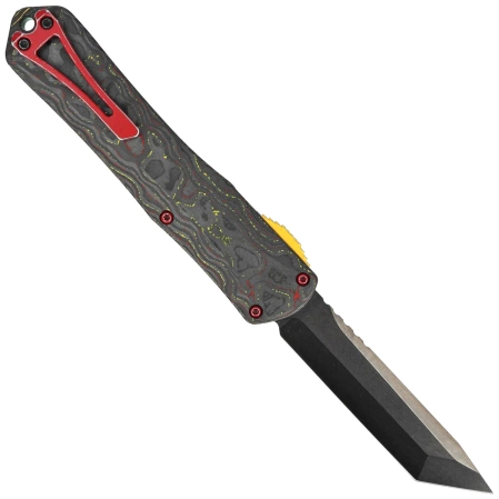 Nóż automatyczny OTF Heretic Manticore X T/E Bounty Hunter/Camo Carbon, Battleworn Black Cerakote MagnaCut by Tony Marfione Jr.