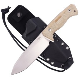 LionSteel Knife Natural Canvas Micarta, Satin CPM 3V by Molletta (T6 3V CVN)