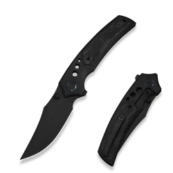 WeKnife Skynix Knife Black Titanium/Marble Carbon Fiber, Black Stonewashed M390 (WE24087-1)
