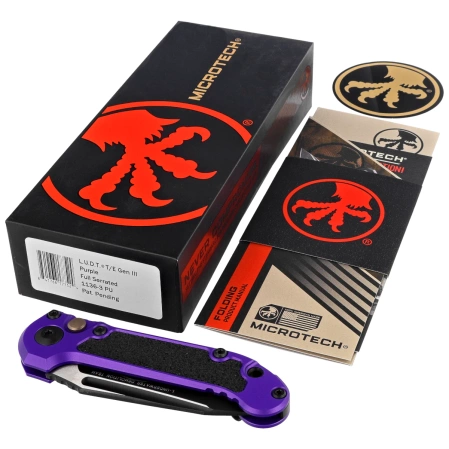 Nóż automatyczny Microtech LUDT Gen III T/E Purple Aluminium, Black F/S M390MK by Tony Marfione (1136-3PU)