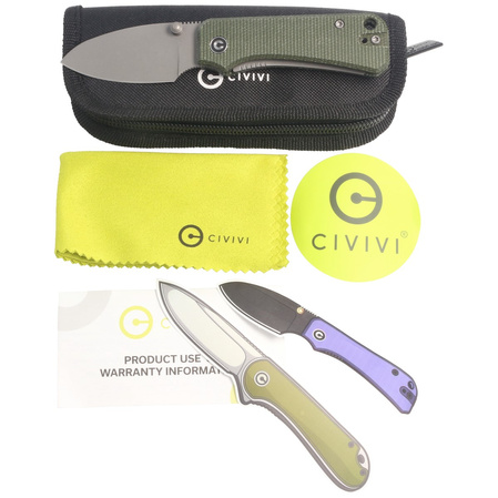 CIVIVI Knife Baby Banter Green Micarta, Gray Stonewashed by Ben Petersen (C19068SB-1)