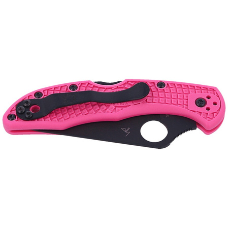 Spyderco Delica 4 FRN Pink, Black Blade Plain CPMS30V knife (C11FPPNS30VBK)