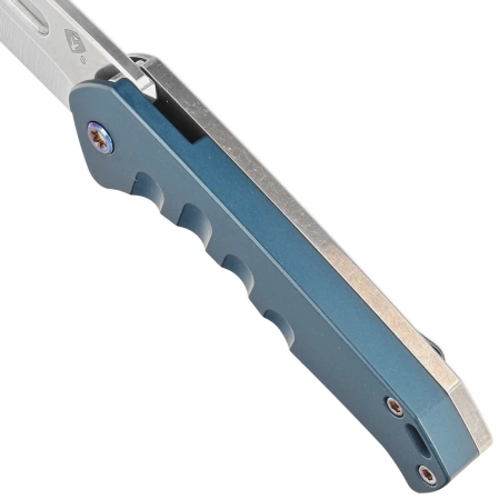 Medford Knife Praetorian Swift FL Flipper Tumbled Blade, Blue Handle, Flamed HW/Clip, S45VN (MKFF2064TD-44TM-TFCF-Q4)