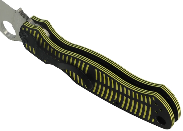 Spyderco Para Military 2 Salt Knife Yellow/Black G10, Satin MagnaCut by Sal, Eric Glesser (C81GBKYLMCP2)