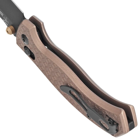 Fox Anzu Bronze Aluminium, Black PVD MagnaCut by Les George Knife (FX-560 ALBR)