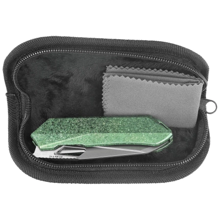 Nóż składany Remette RT-Woodpecker Crystal Green Titanium, Hand Grinding Pearlescent M390 (RTWP-IG)