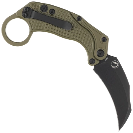 Nóż grwiatacyjny Reate EXO-K Gravity Karambit Green Aluminium, Black PVD N690