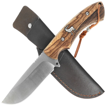 Martinez Albainox Deer Hunting Knife Zebra Wood, Satin 3Cr13Mov (32798)