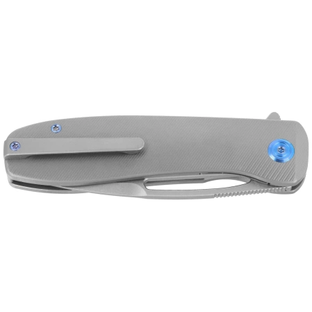 Kubey Supercell Knife Grey Titanium, Stonewashed 14C28N by K.C. Spiron (KU353A)