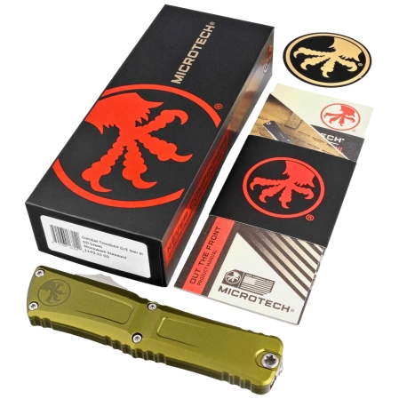 Microtech Combat Troodon Gen III D/E OTF Knife OD Green Aluminum, Stonewashed M390MK by Tony Marfione (1142-10OD)