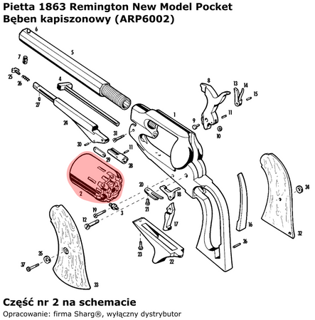 Pietta 1863 Remington Pocket .31 cal, Cylinder (ARP6002)