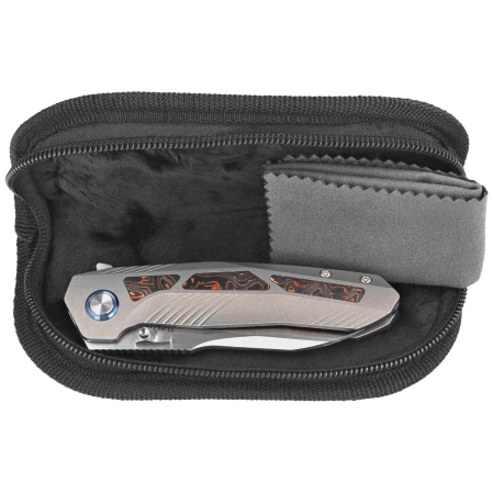Nóż składany Remette Kestrel Gray Titanium/Copper Foil Carbon Fiber, Satin CPM S35VN (RTPO-C)