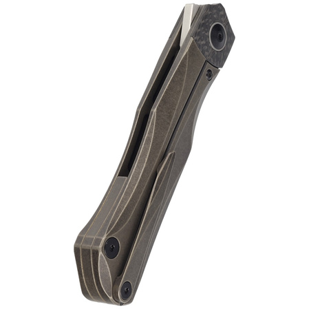 Bestech Thyra Bronze Stonewashed Titanium/Carbon Fiber, Horizontal Satin M390 by Kombou Knife (BT2106B)