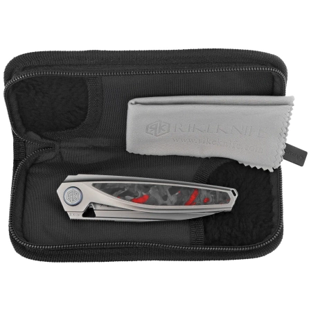 Nóż składany Rike Knife Baidi S Titanium/Red Carbon Fiber, Bead Blasted M390 (RK-Baidi-S-P/RCF)