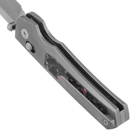 Nóż składany Remette RT-Aurora Gray Titanium/Carbon Fiber, Manual Fine Grinding Satin/Pearlescent M390 (AURA-P)