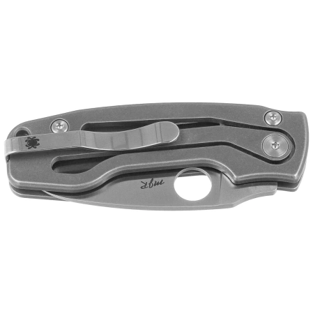 Spyderco Pits 2 Slipit Knife Gray Titanium, Satin M398 by Mike Read (C269TIP)