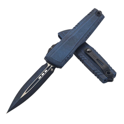 Microtech Luminary ZBP D/E Signature OTF Knife Weathered Blue Aluminium, Weathered Blue M390MK by Tony Marfione (1270-1WBLS)