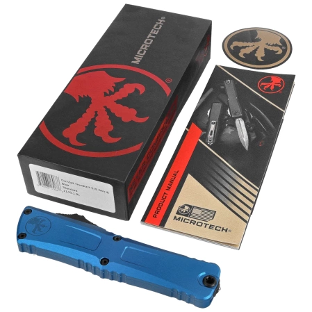 Nóż automatyczny OTF Microtech Combat Troodon Gen III S/E Blue Aluminium, Black M390MK by Tony Marfione (1143-1BL)